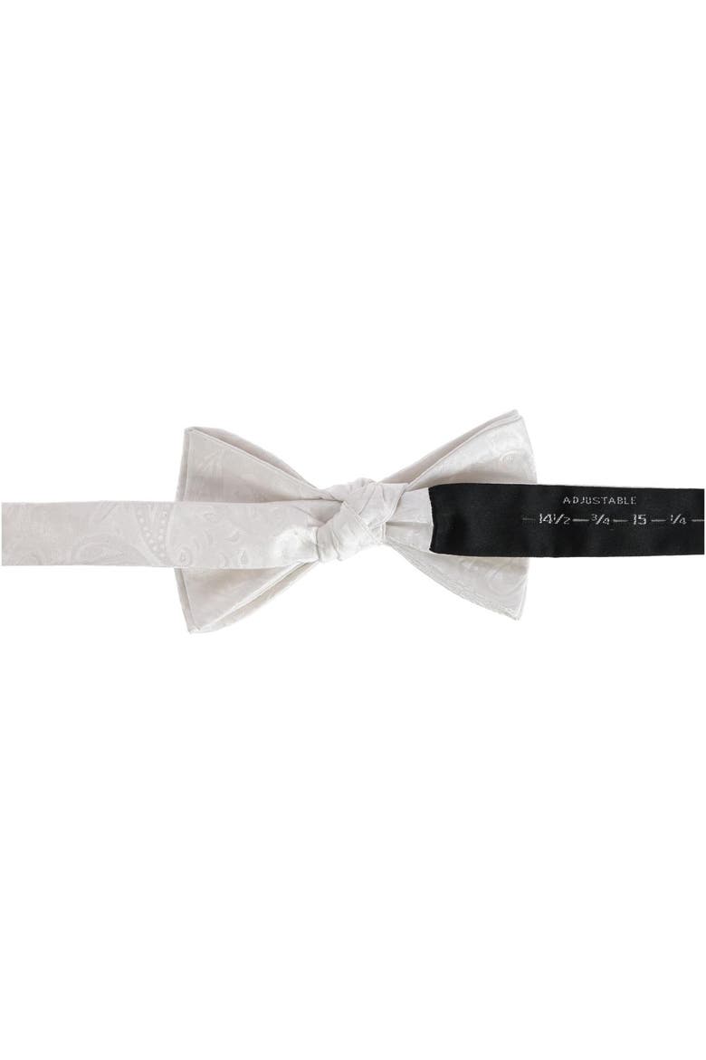 Banbury Tone on Tone Paisley Silk Bow Tie, Alternate, color, White