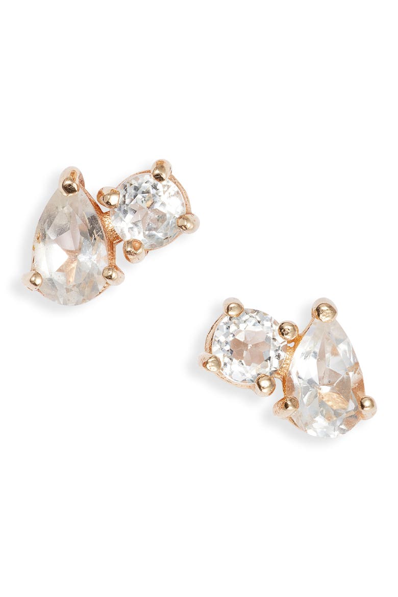 Cléo Jumelle Stud Earrings, Main, color, CLEAR