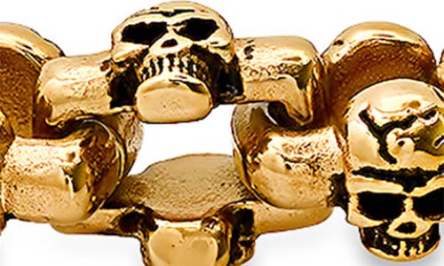 Hmy Jewelry 18k Gold Plated Stainless Steel Skull Link Bracelet