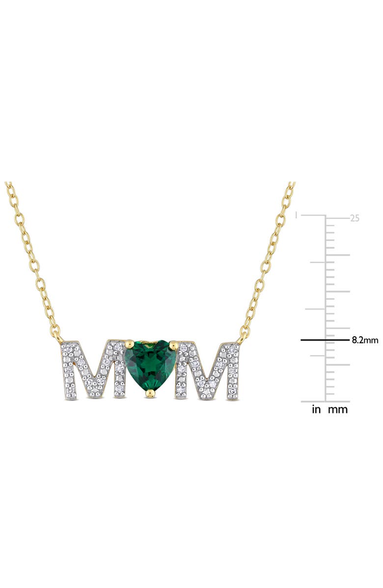 Julianna B. Lab-Created Gemstones & Diamond "MOM" Necklace, Alternate, color, Emerald/Yellow-Plated