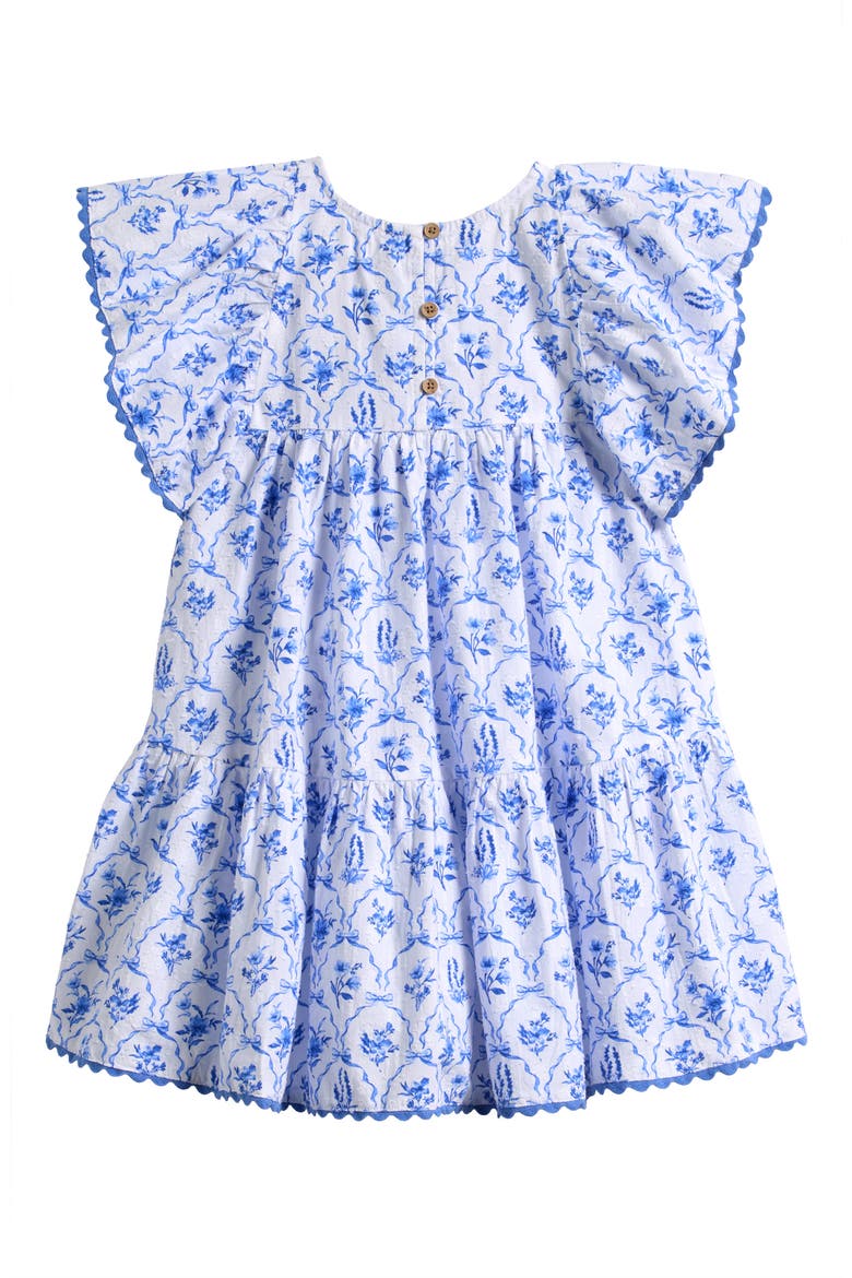 Kids' Floral Frill Babydoll Dress, Alternate, color, BLUE