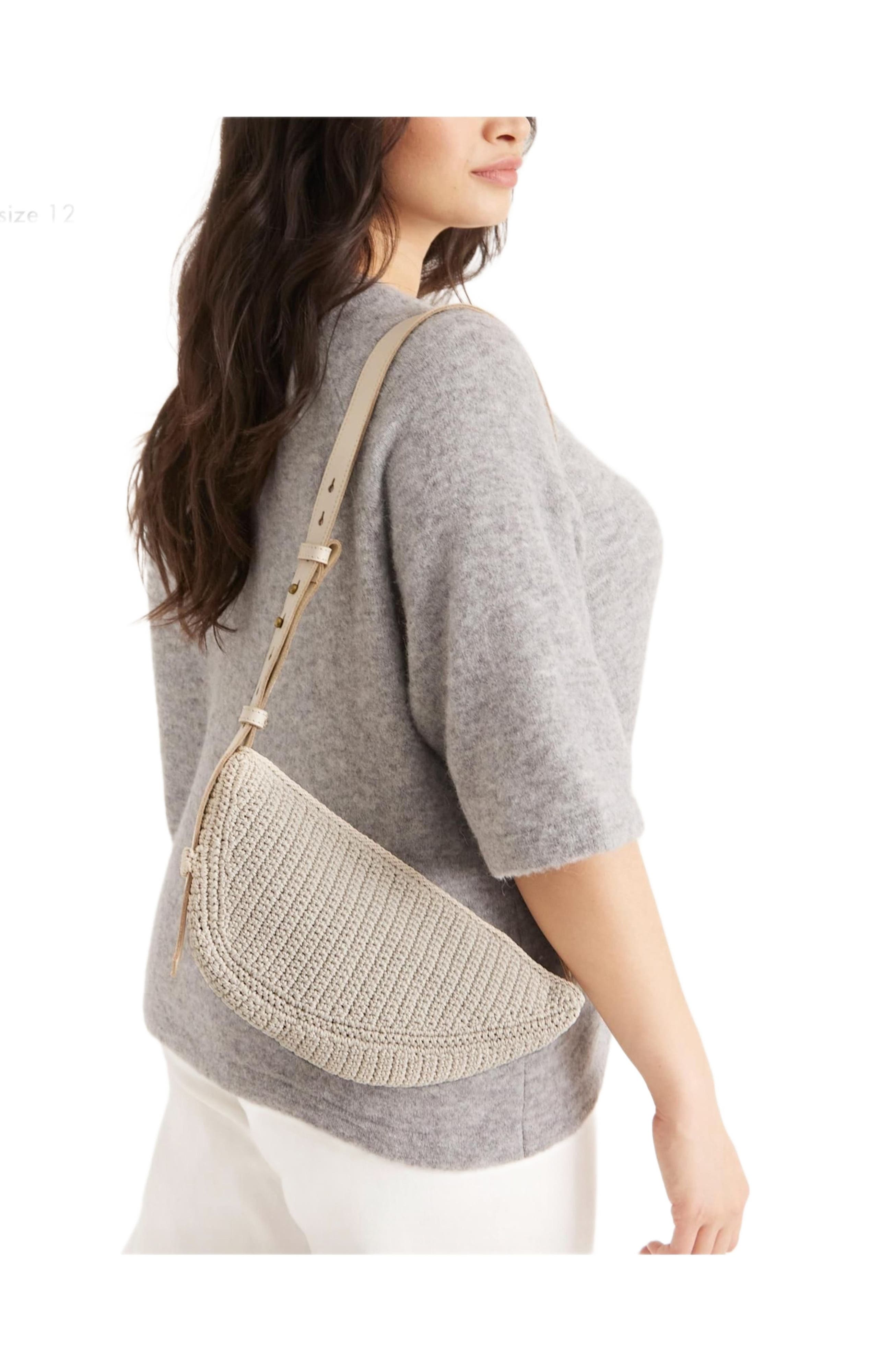 Tess Sling Crochet Bag, Alternate, color, Ecru