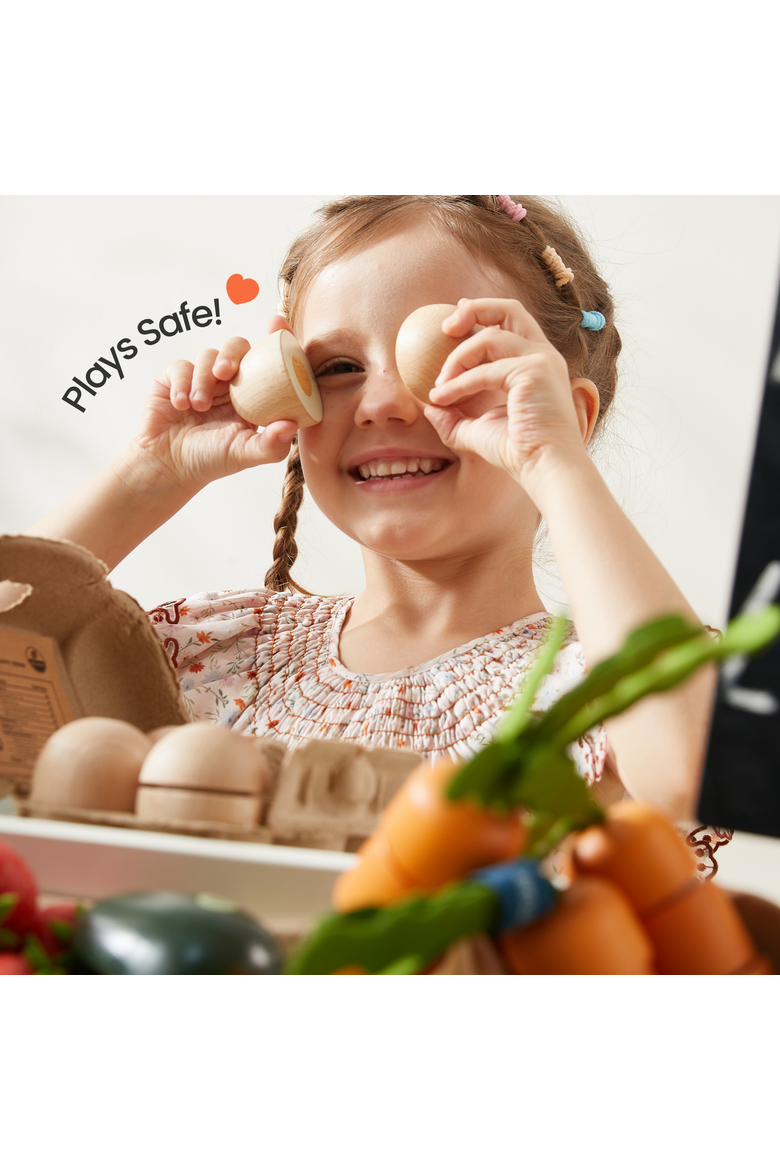 Organic Wooden Play Food Collection for Kids,4 Themed Sets, Alternate, color, Multicolor