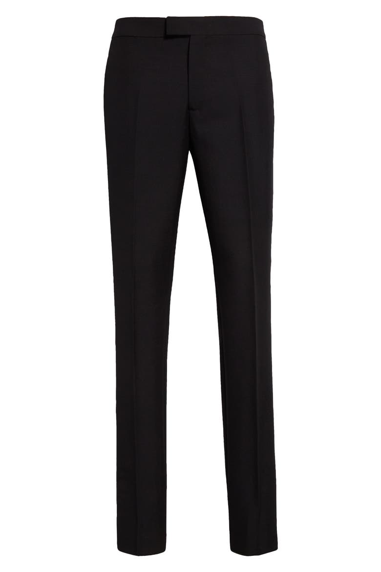 Pleated Wool & Mohair Dress Pants, Alternate, color, BLACK