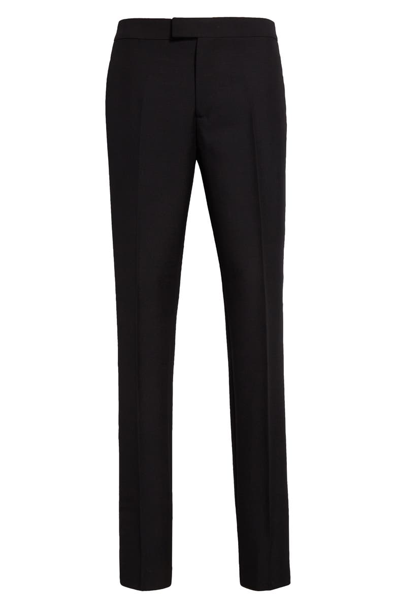 Versace Pleated Wool & Mohair Dress Pants, Alternate, color, Black
