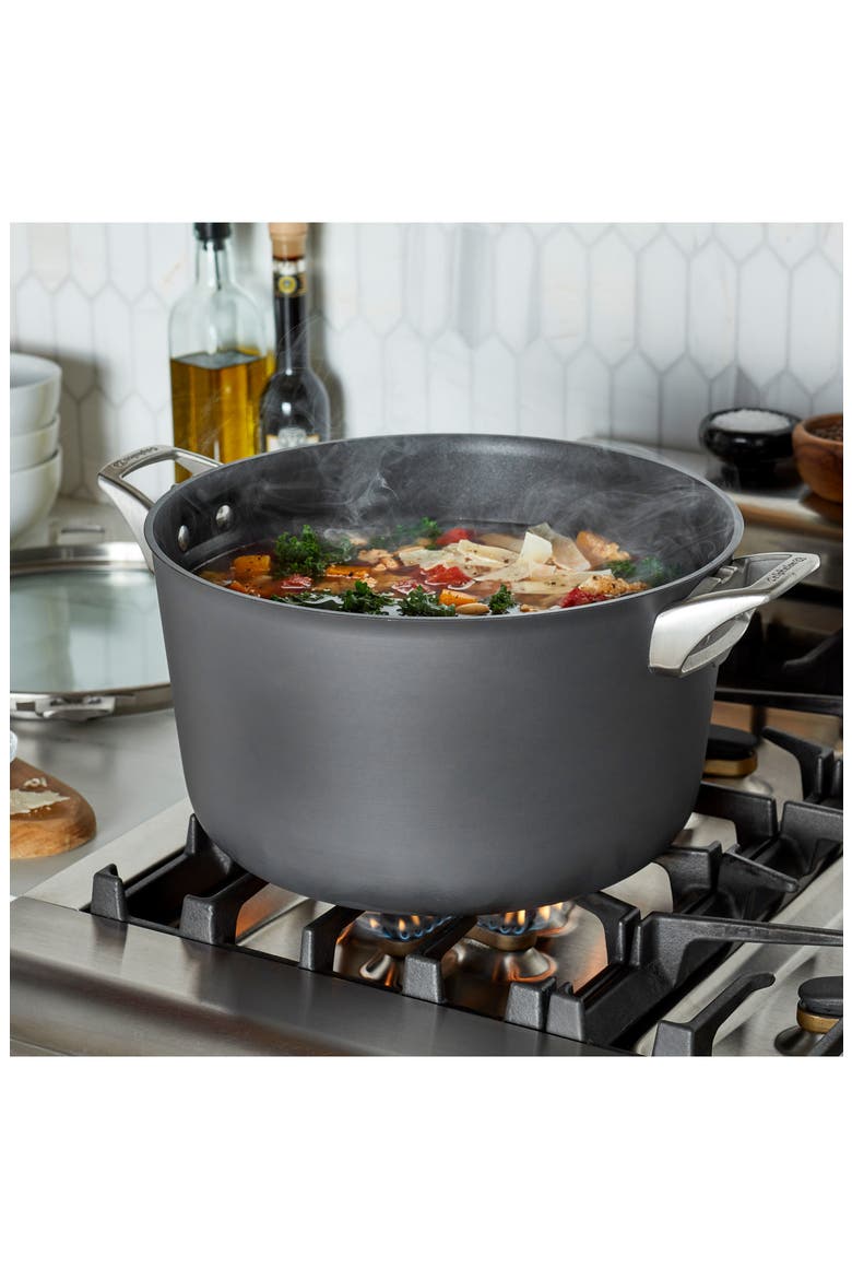 Premier Space Saving Hard Anodized Nonstick 12-Quart Stockpot with Lid, Alternate, color, BLACK