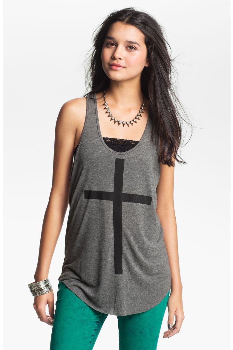 Project Social T 'Cross' Tank, Main, color, CHARCOAL