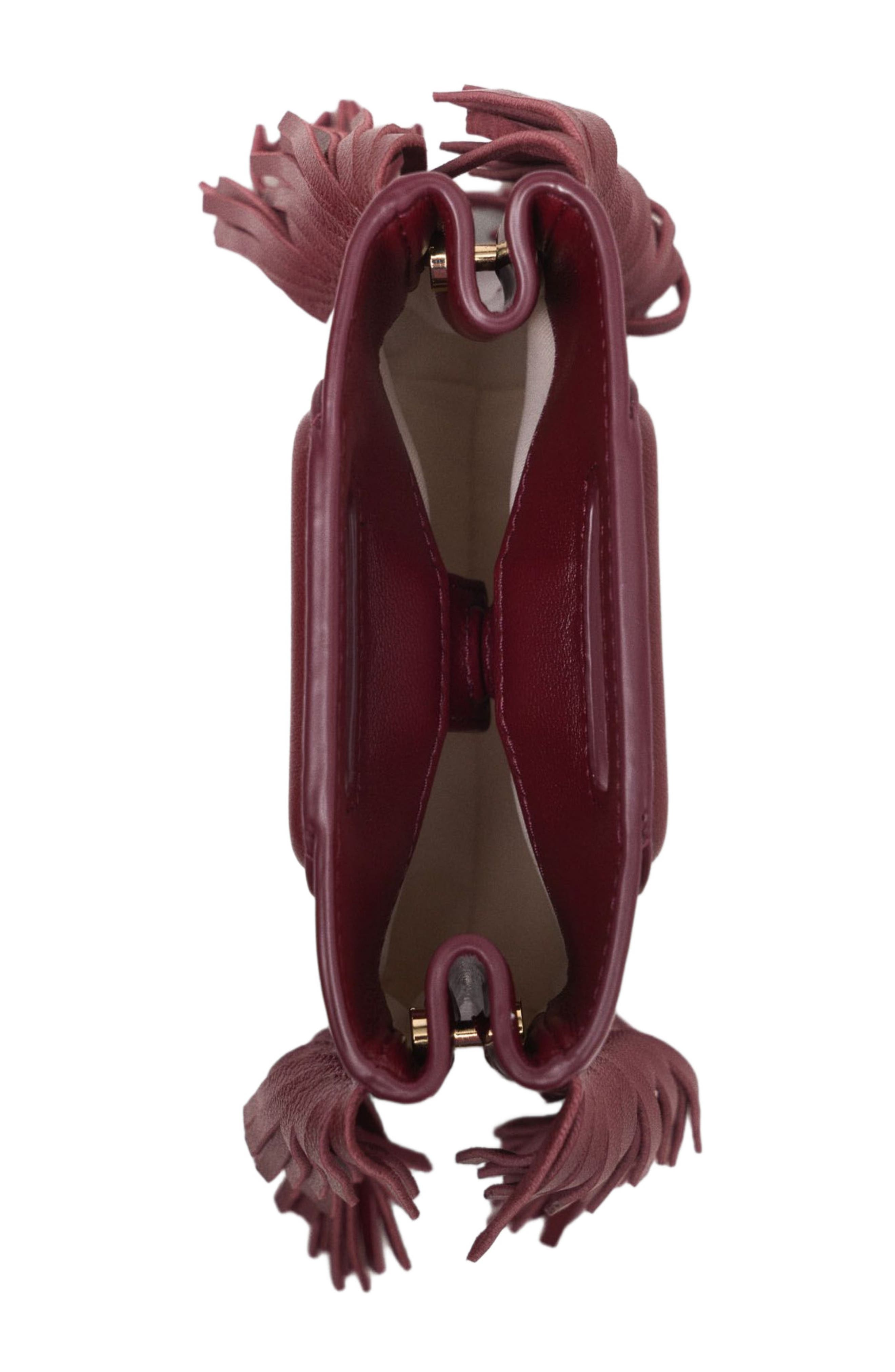 maje Patent leather Mini M Bag, Alternate, color, Burgundy