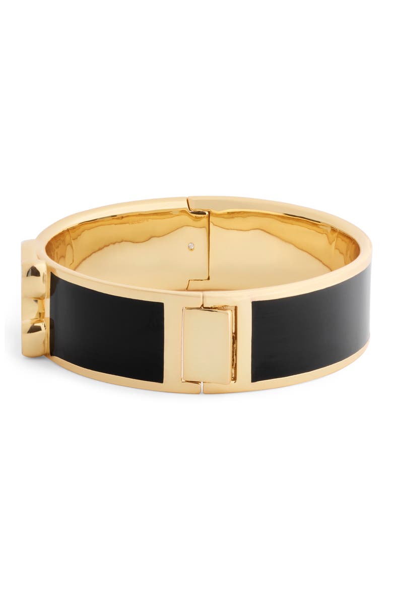 Signature C Enamel Hinged Bangle, Alternate, color, BLACK
