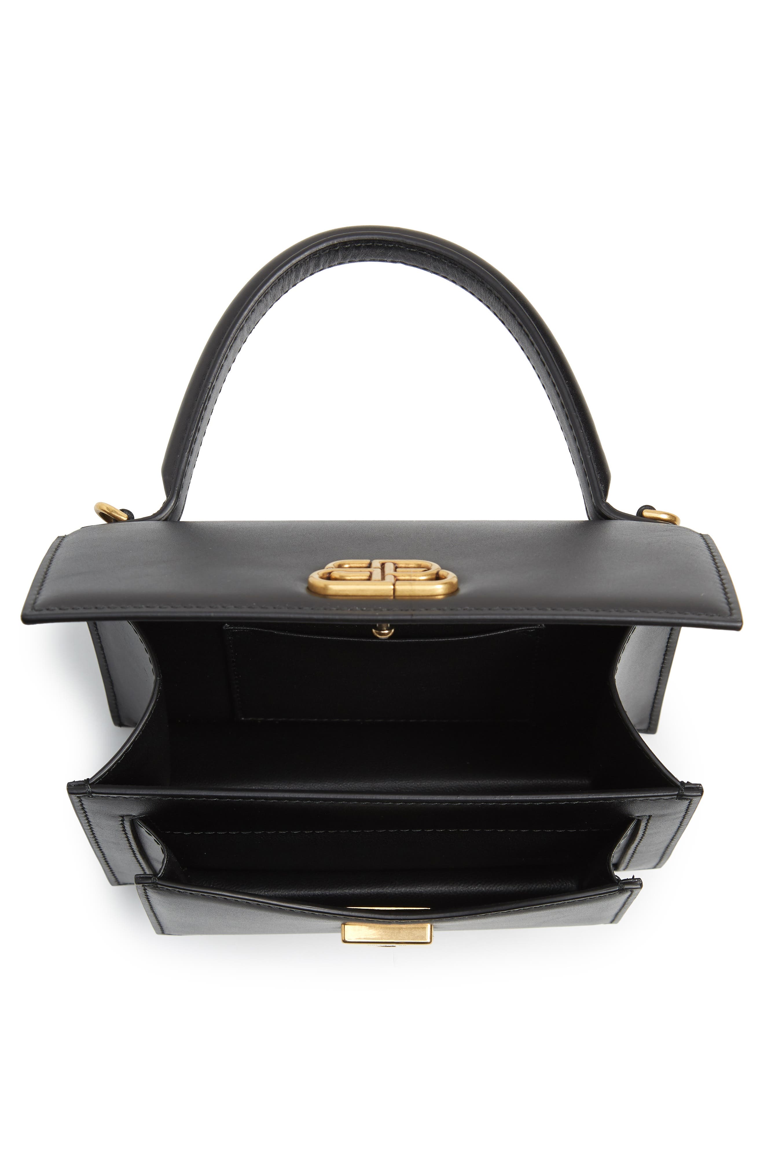 Balenciaga Extra Small Sharp Top Handle Leather Satchel, Alternate, color, 