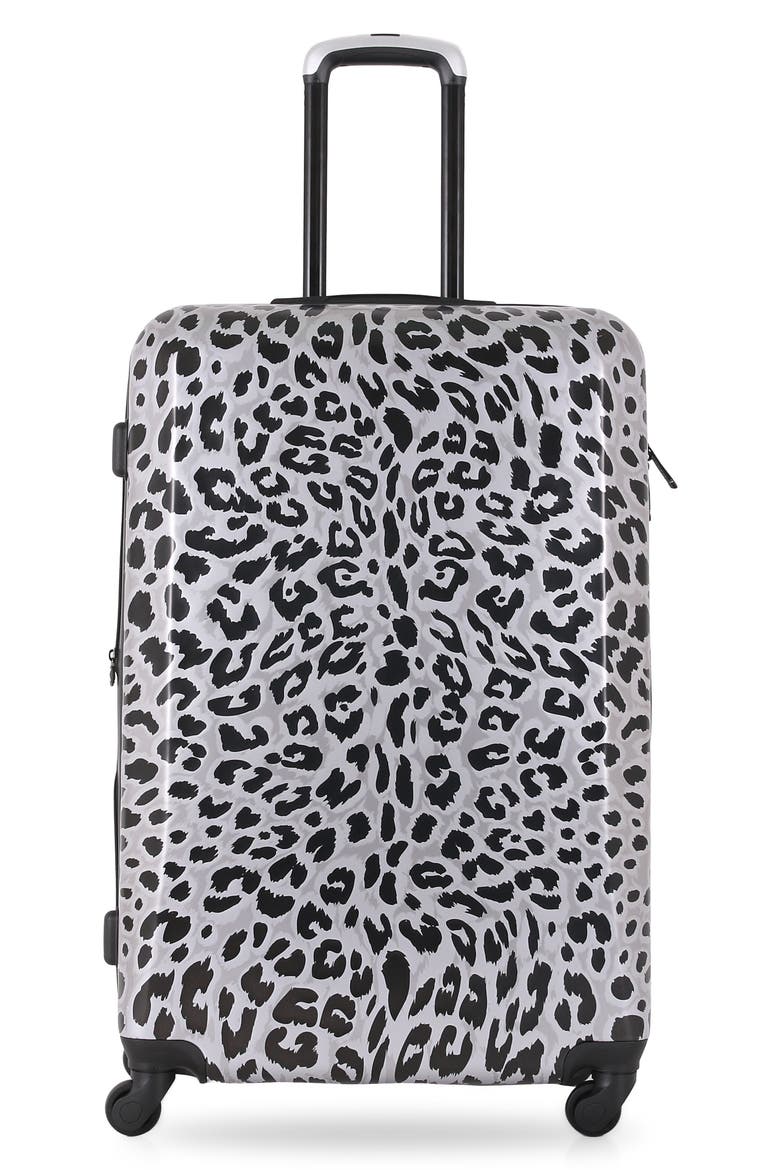 Designer Art 20-Inch Leopard Hardside Spinner Suitcase, Alternate, color, WINTER LEOPARD
