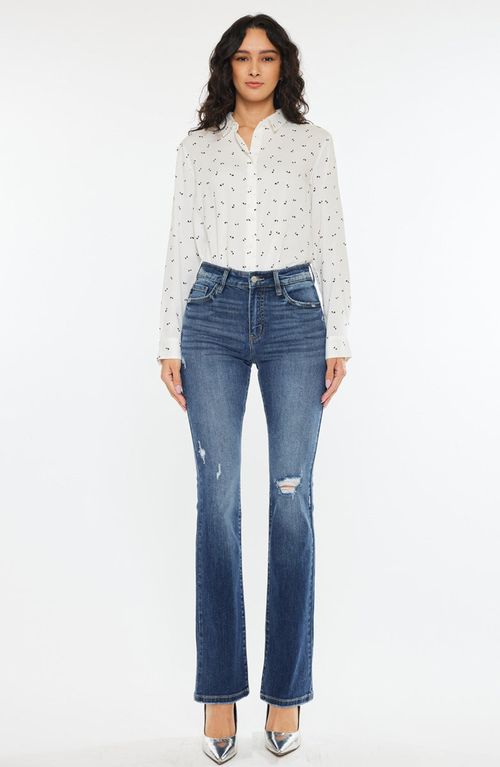 Kancan Brooklyn Essentials High Rise Skinny Bootcut Jeans In White
