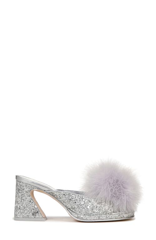 Circus Ny By Sam Edelman Hadie Feather Fluff Glitter Mule In Soft Silver