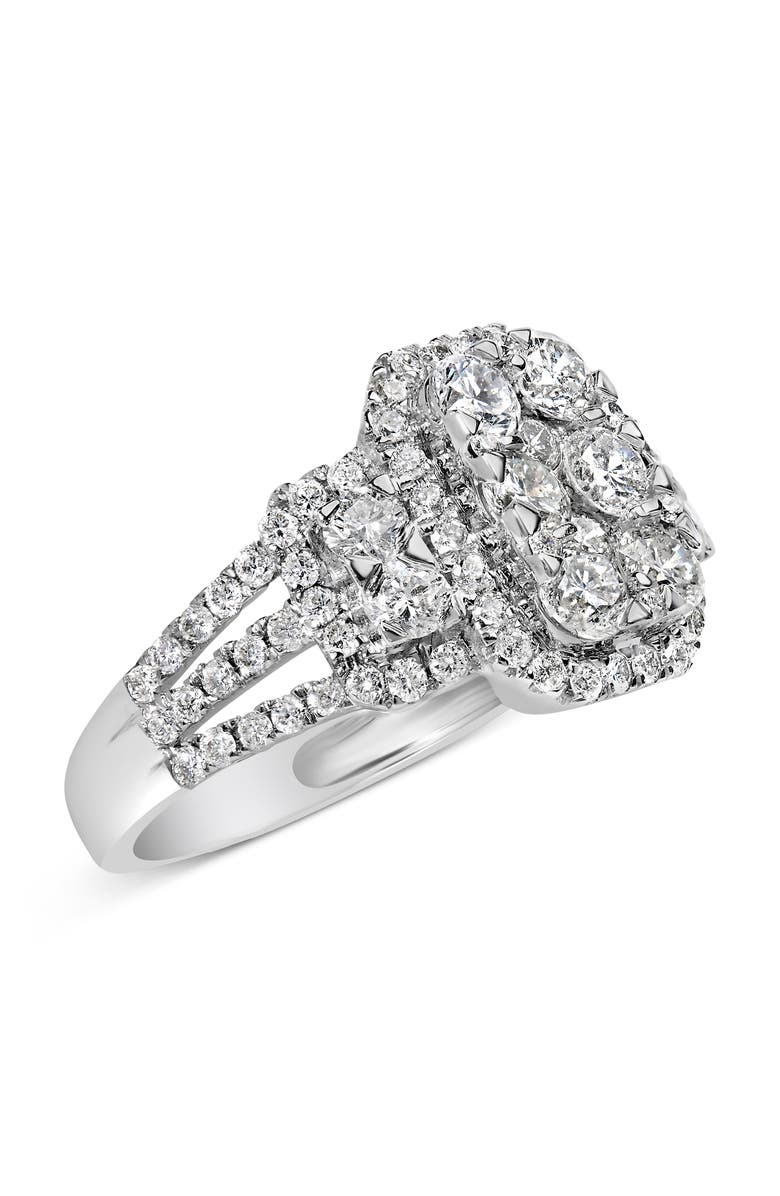 Haus of Brilliance 14K White Gold 2 1/4 Cttw Diamond Cocktail Cluster Ring, Alternate, color, White