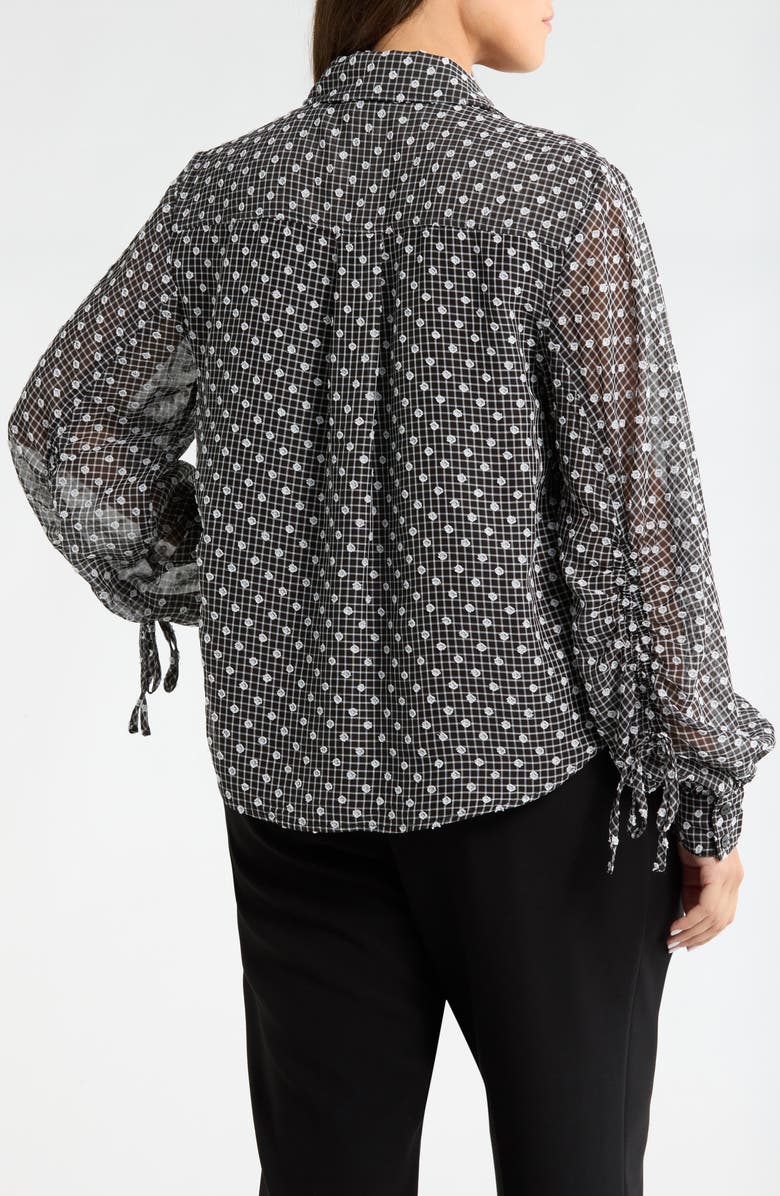 Liverpool Plaid Dobby Swiss Dot Top, Alternate, color, Black/ White Plaid