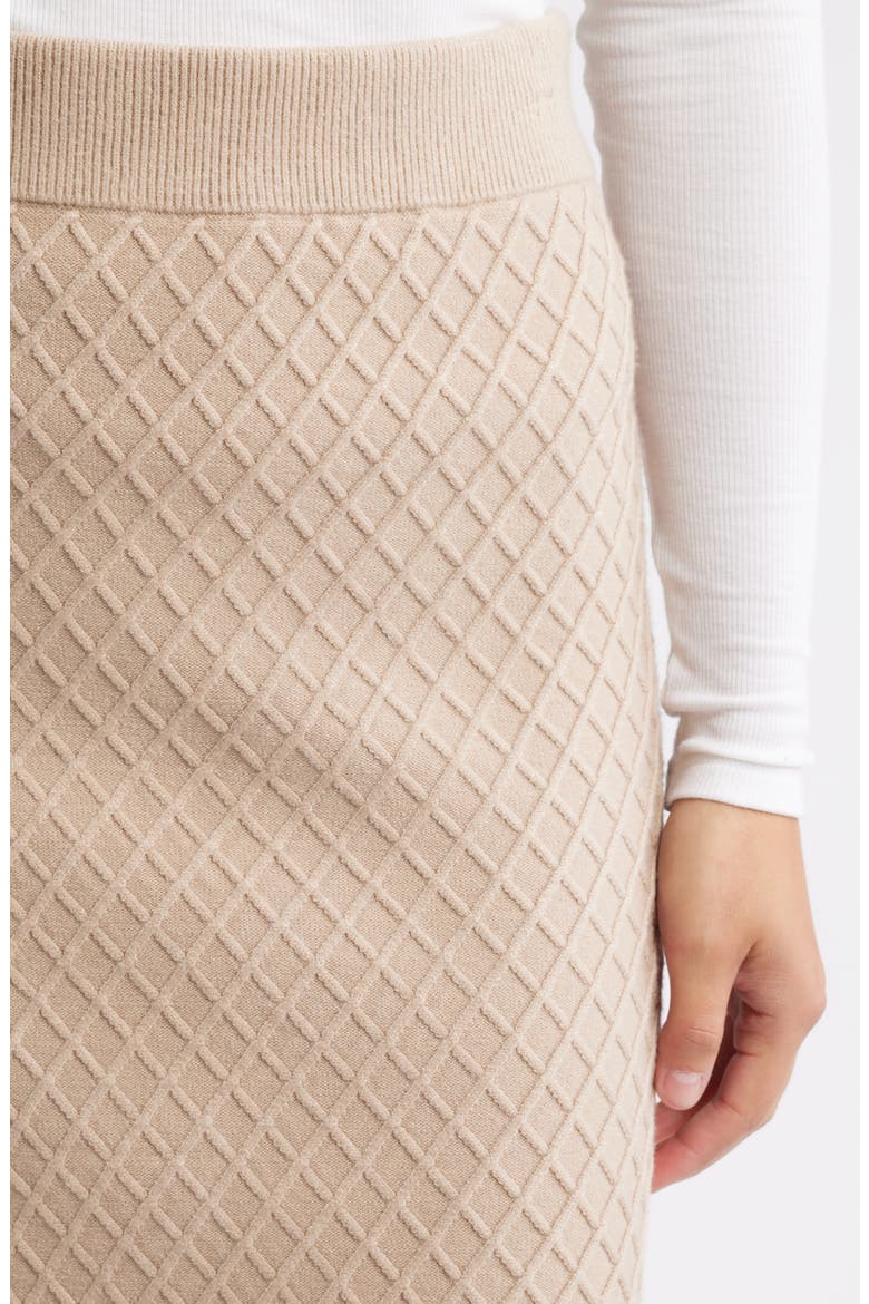 Diamond Stitch Sweater Skirt, Alternate, color, LATTE