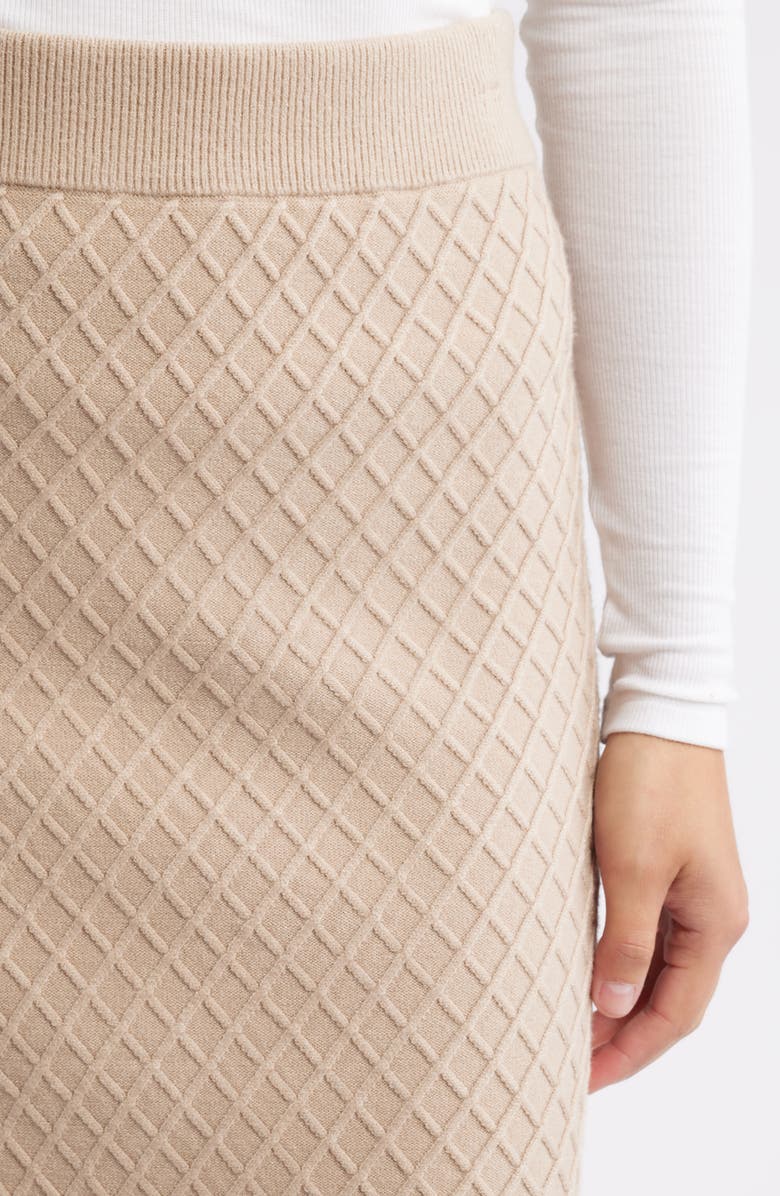 Anne Klein Diamond Stitch Sweater Skirt, Alternate, color, Latte