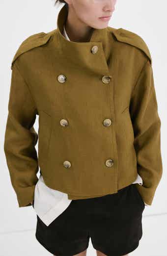 Funnel Neck Linen Jacket