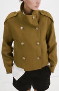 MANGO Funnel Neck Linen Jacket