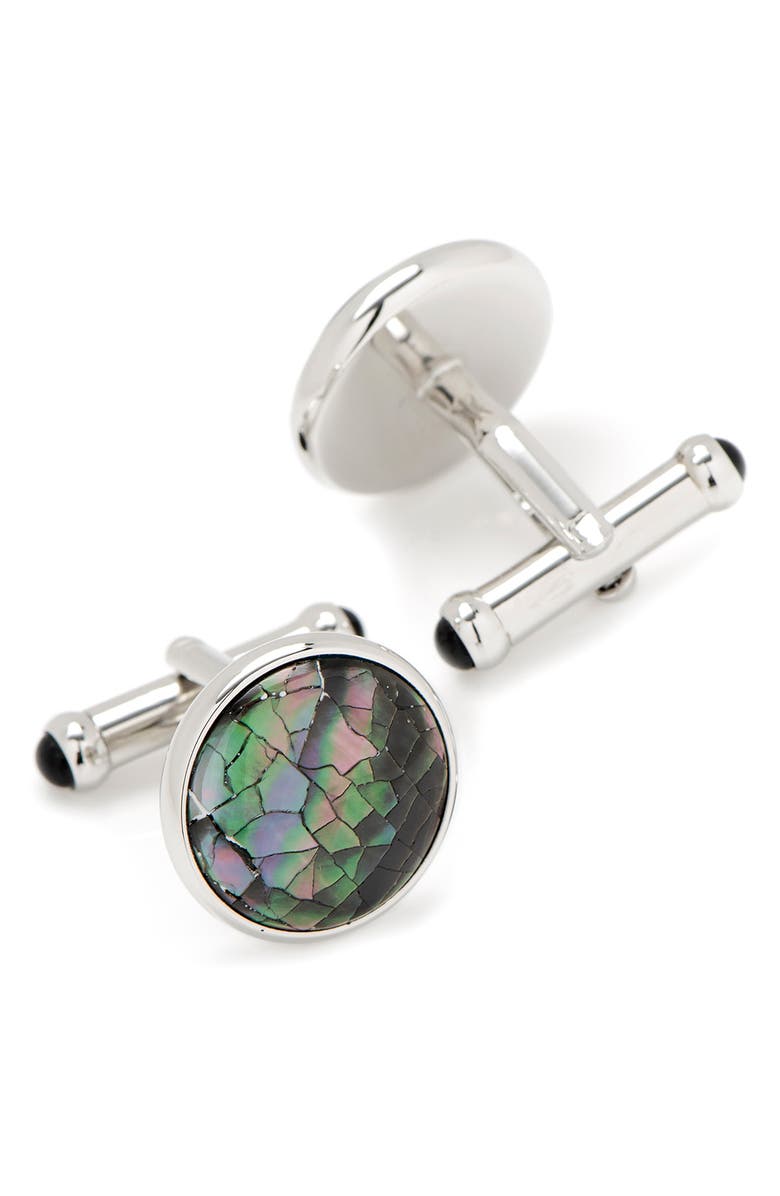 Cufflinks, Inc. Mosaic Smoke Mother-of-Pearl Cuff Links, Alternate, color, Silver