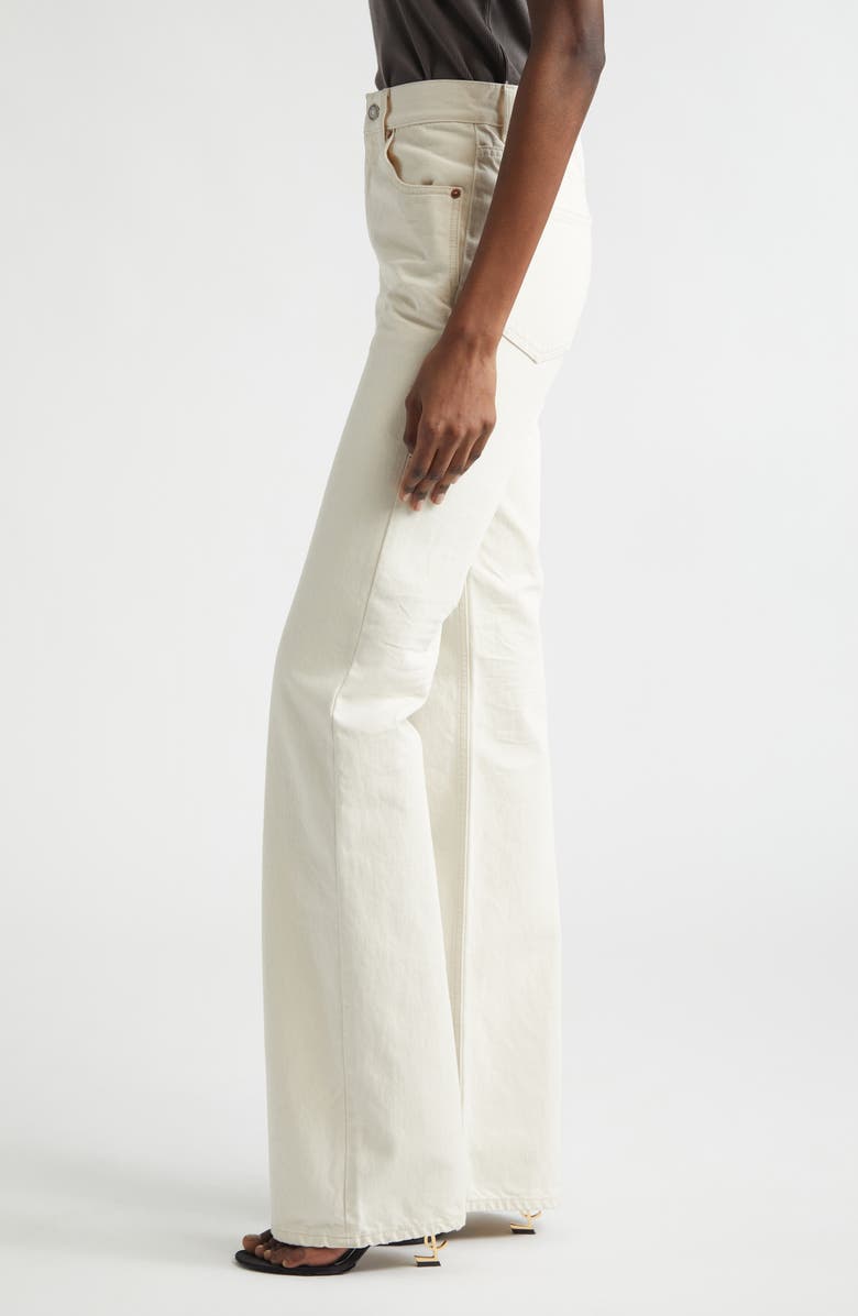 Saint Laurent '70s High Waist Bootcut Jeans, Alternate, color, Almond Milk