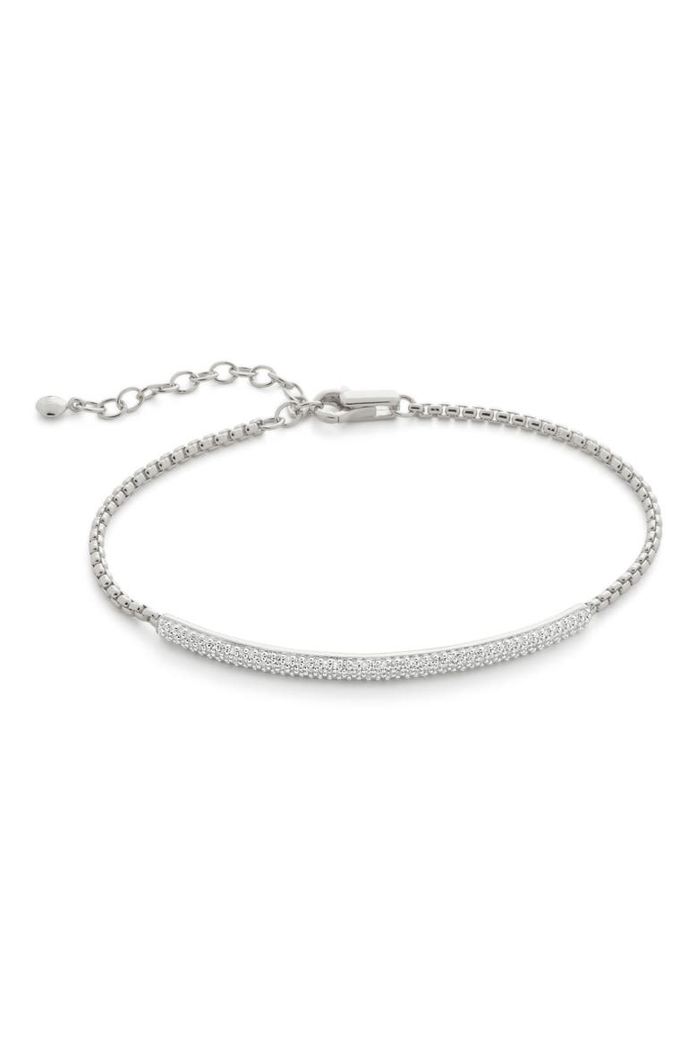 Fiji Pavé Diamond Mini Bar Bracelet, Main, color, SILVER