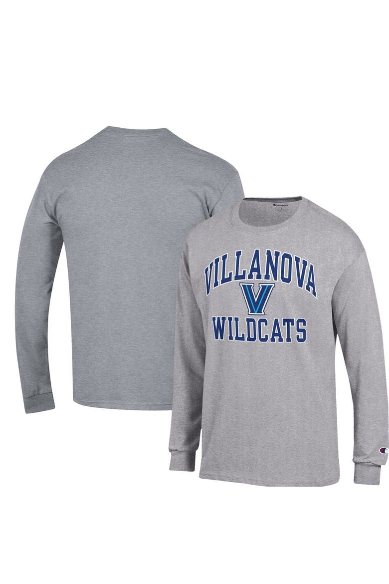 Men's Champion Heather Gray Villanova Wildcats High Motor Long Sleeve T-Shirt, Main, color, Heather Gray