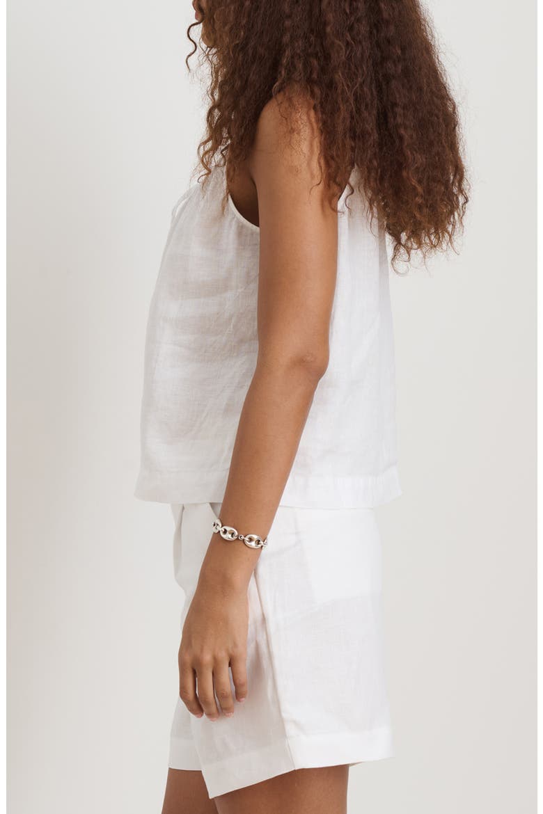 Sidney Tie Neck Sleeveless Linen Top, Alternate, color, WHITE