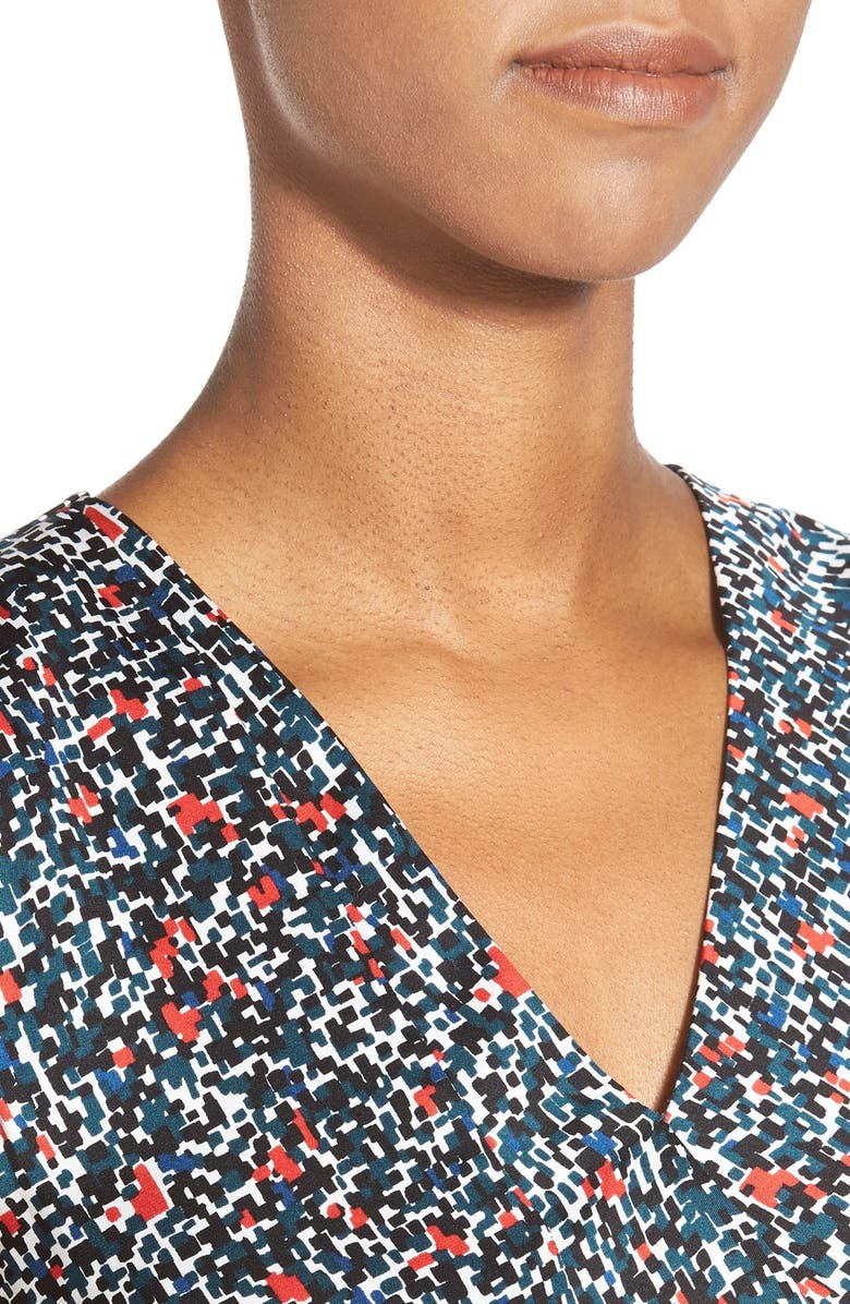 Classiques Entier<sup>®</sup> Pleat V-Neck Print Stretch Silk Shell, Alternate, color,