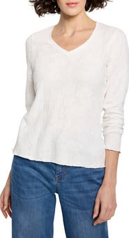 NZT by NIC+ZOE Lace Cotton V-Neck T-Shirt