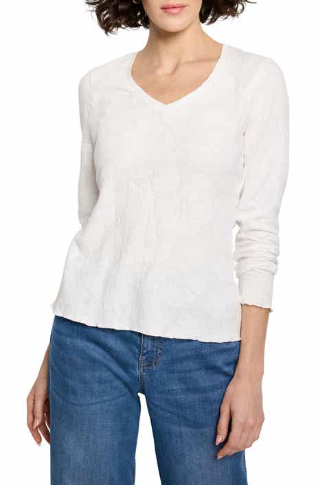 NZT by NIC+ZOE Lace Cotton V-Neck T-Shirt