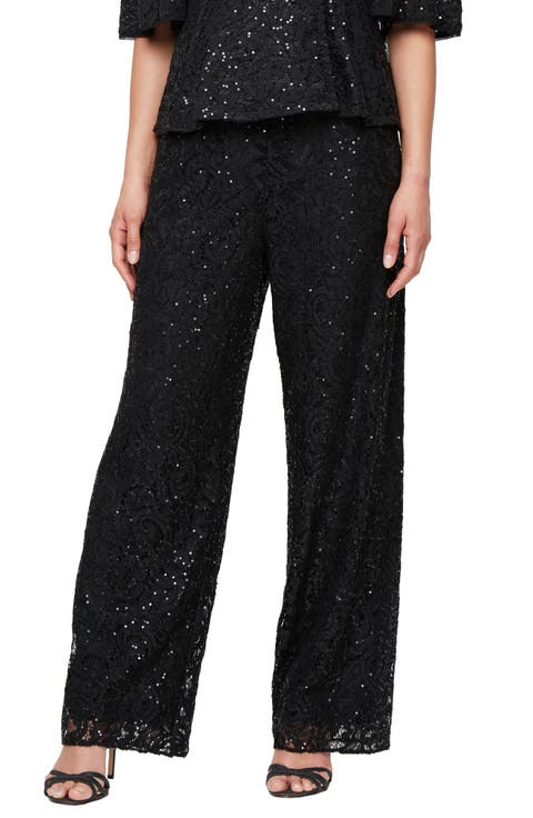 Sequin Lace Wide Leg Pants
