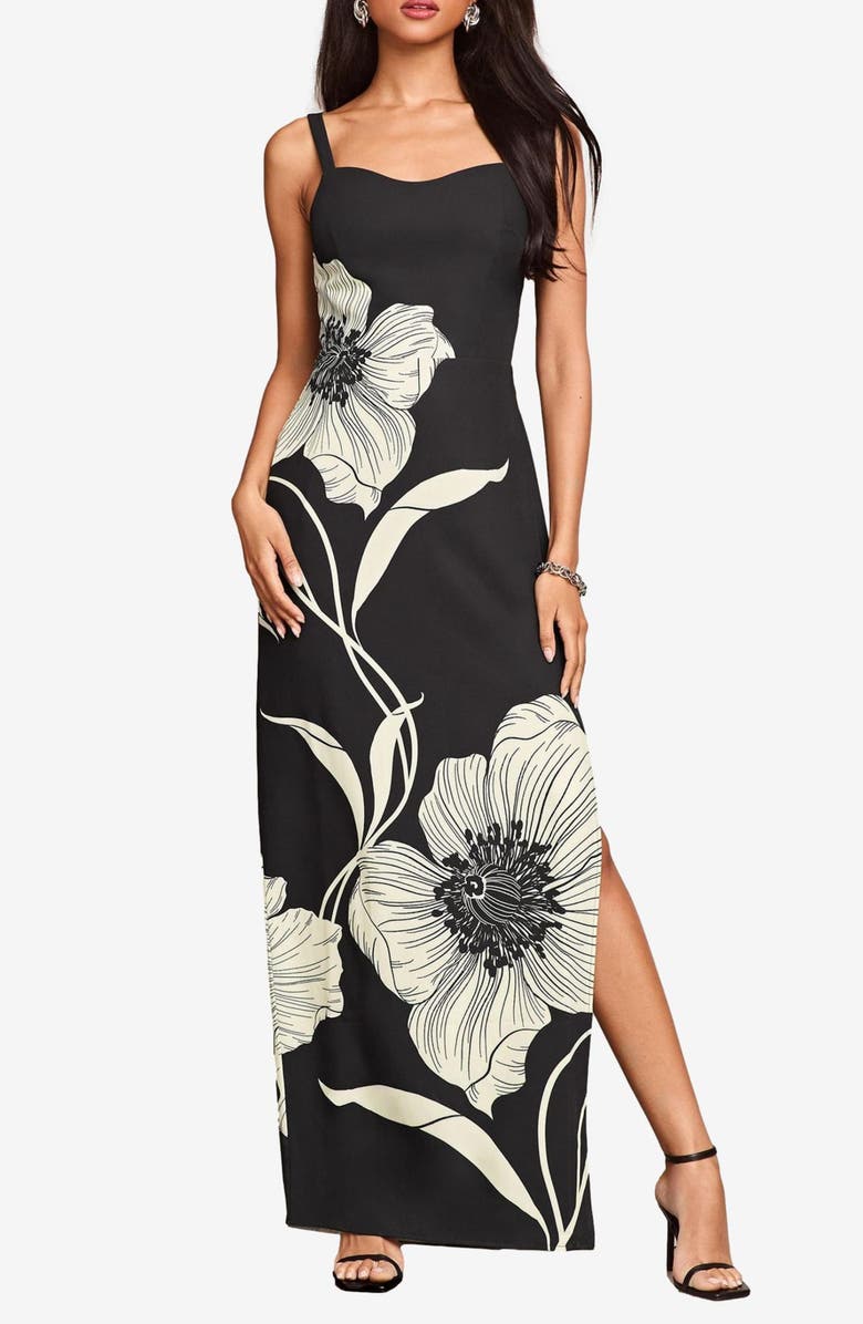 Lipsy Floral Maxi Dress, Main, color, Black