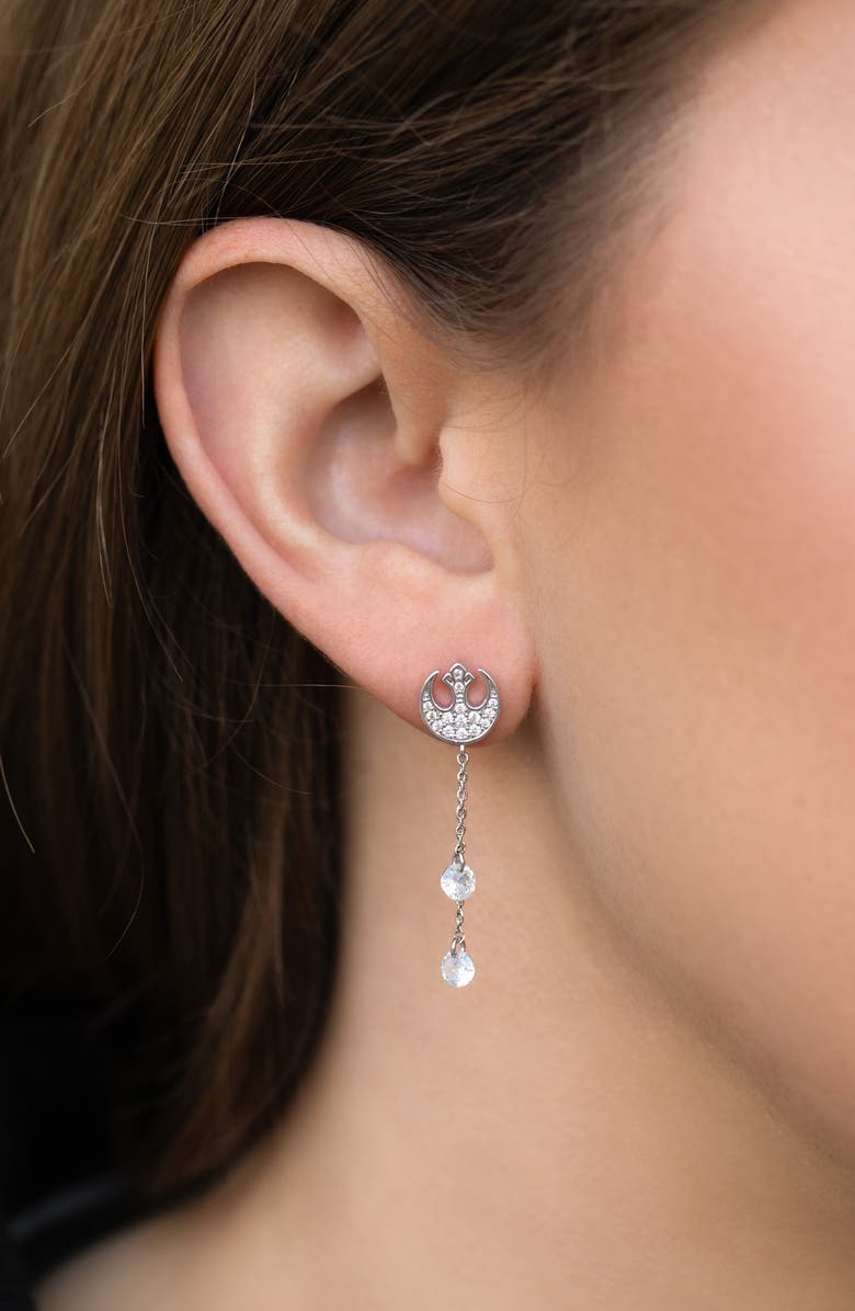 Girls Crew Star Wars<sup
™</sup
 Rebel Alliance Insignia Cubic Zirconia Drop Earrings, Alternate, color, Silver