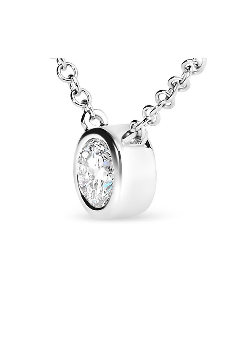 AGS Certified 10K White Gold 1/3 Cttw Bezel Set Diamond Solitaire Pendant Necklace, Alternate, color, White