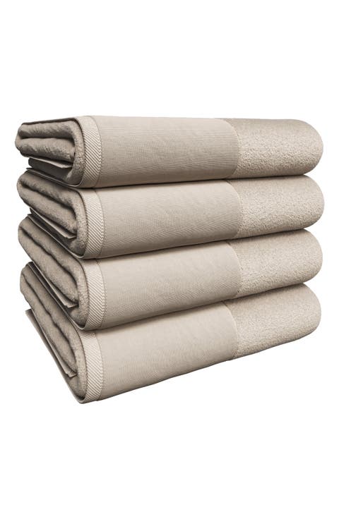 Border 4-Piece Cotton Bath Towels