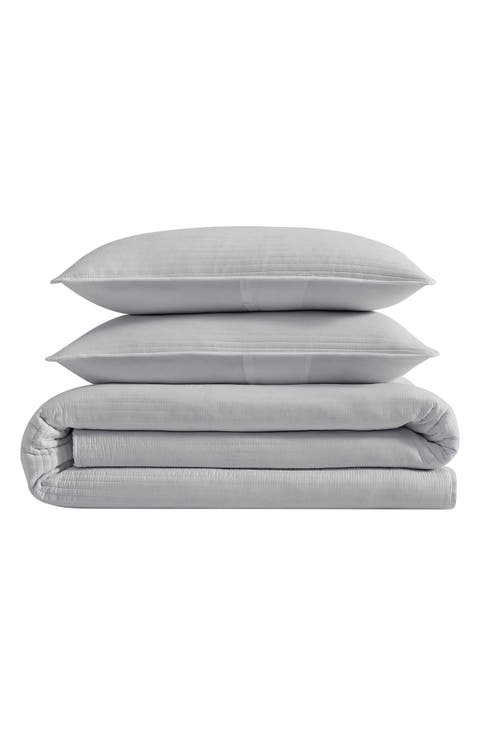 Washed Channel Solid Microfiber Quilt & Sham Set