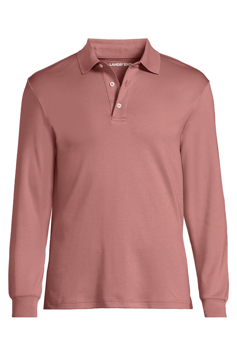 Long Sleeve Cotton Supima Polo Shirt, Alternate, color, Vintage Mauve