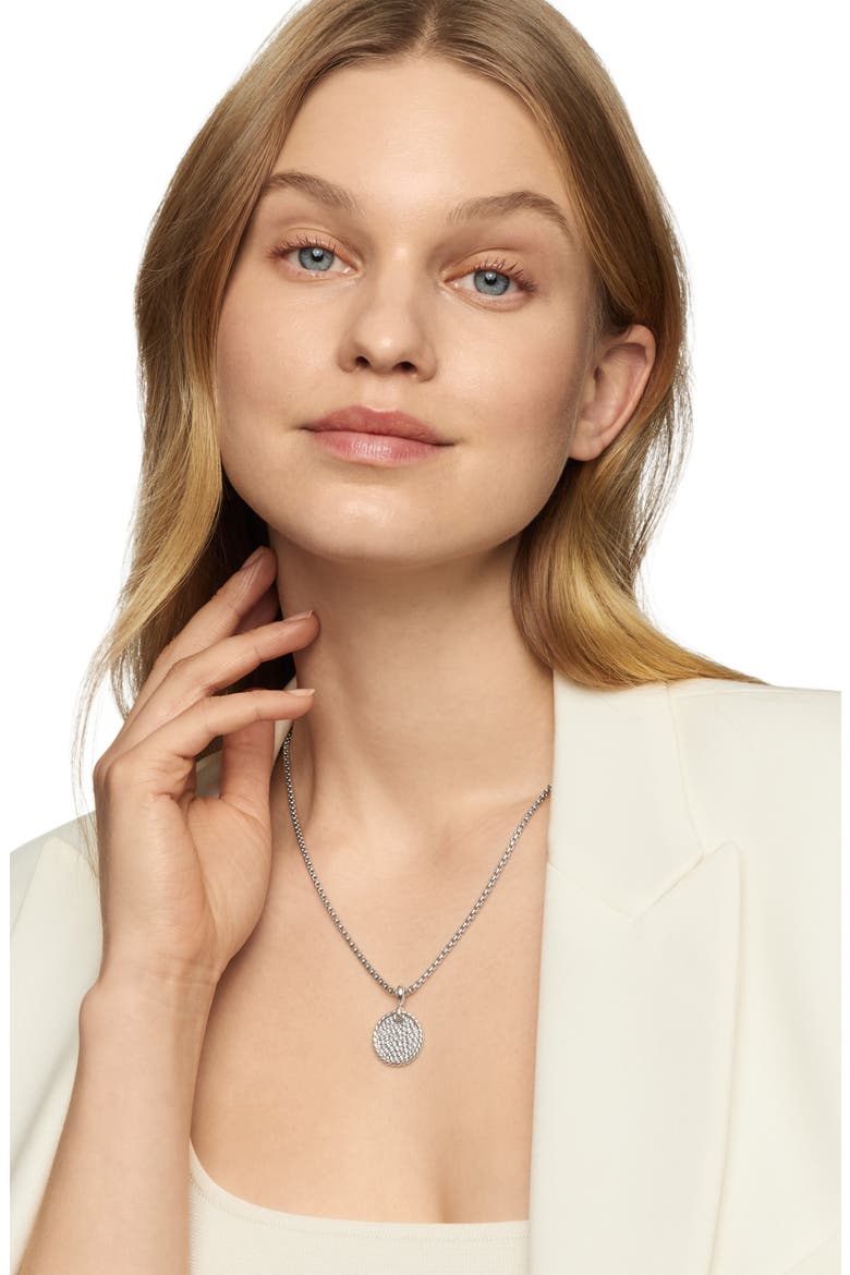 Elements® Disc Pendant with Pavé Diamonds, Alternate, color, SILVER PAVE