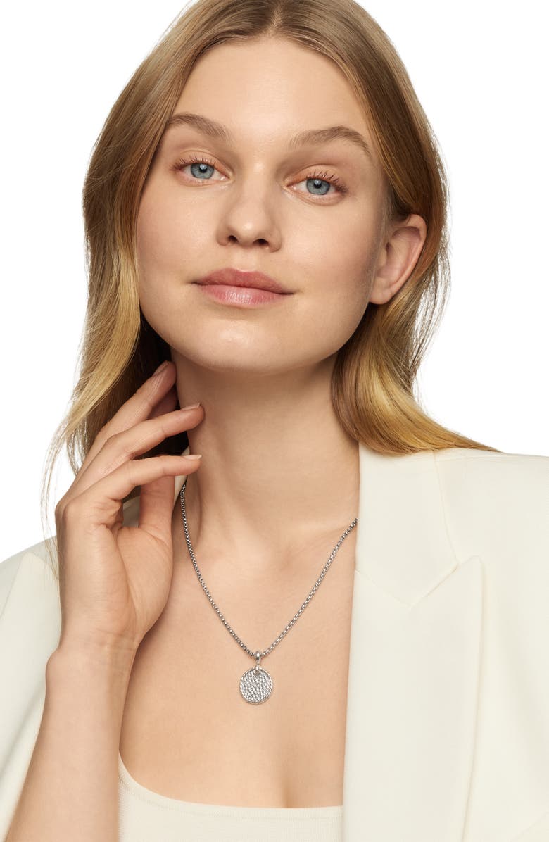 David Yurman Elements<sup>®</sup> Disc Pendant with Pavé Diamonds, Alternate, color, Silver Pave