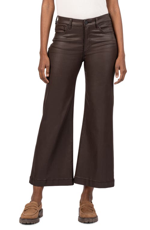 Kut From The Kloth Meg Coated High Waist Wide Leg Jeans In Brown