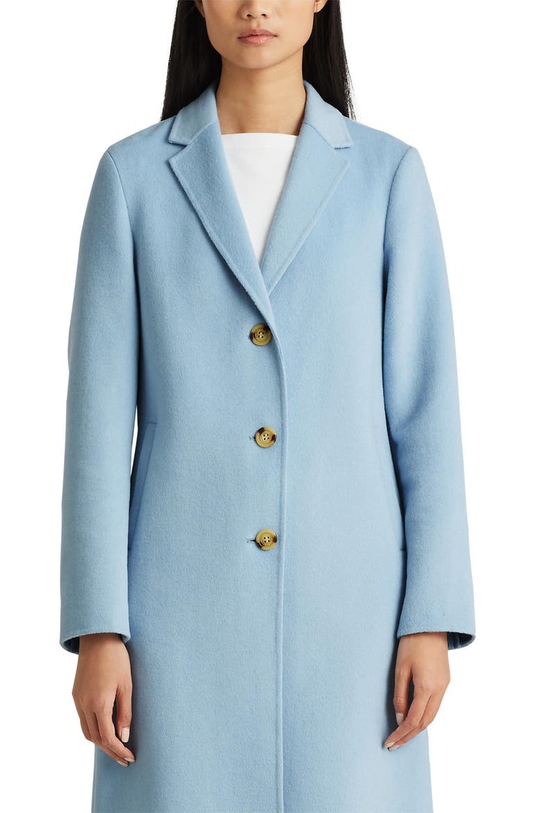 Double Face Wool Blend Reefer Coat, Alternate, color, LIGHT BLUE