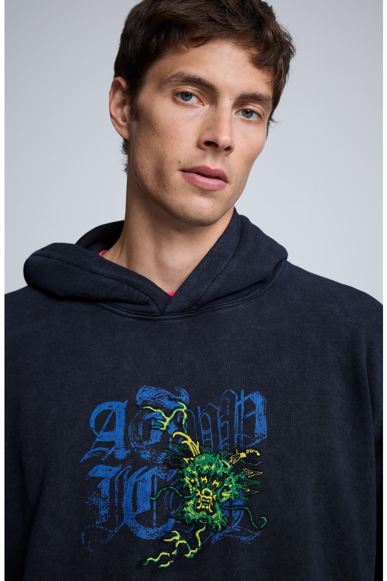 Graphic Cotton Hoodie, Main, color, BLACK