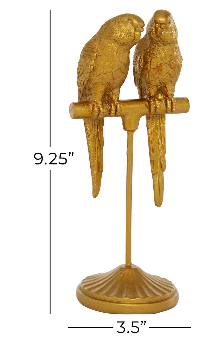 WILLOW ROW Goldtone Polystone Parrot Sculpture, Alternate, color, Gold