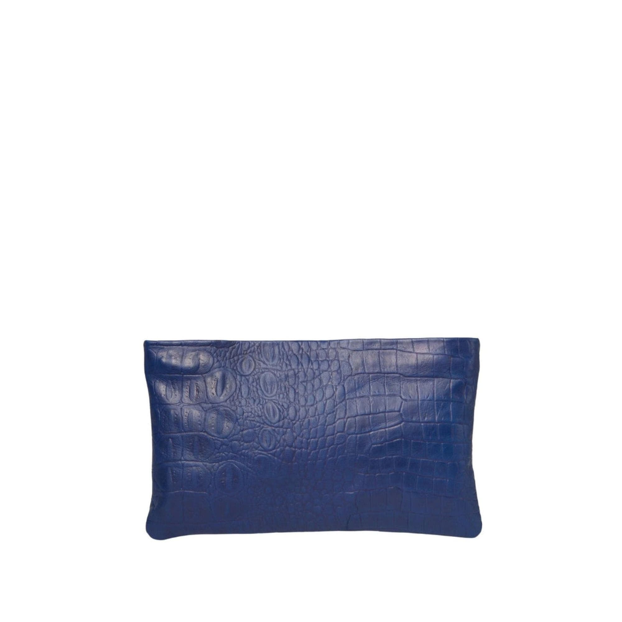 The Penelope Croc Lambskin Clutch, Alternate, color, Royal Blue