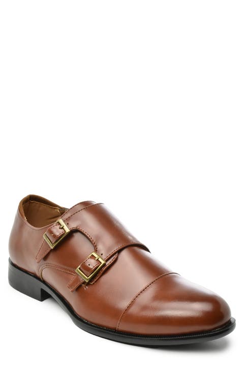David Double Buckle Monk Strap Shoe (Men)
