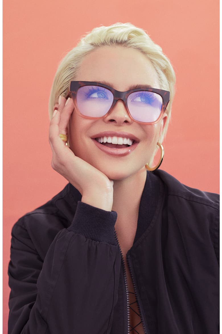 After Hours 51mm Blue Light Blocking Glasses, Alternate, color, TORT CORAL / BLUE LIGHT LENS