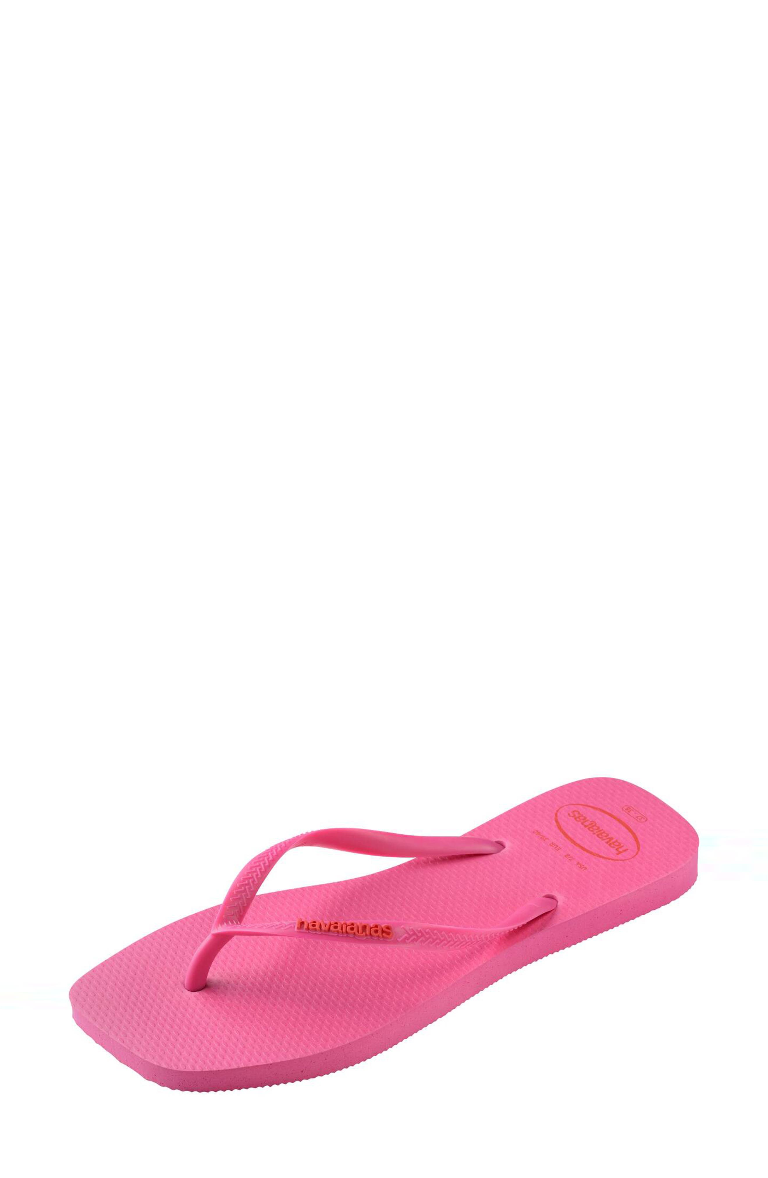 Havaianas Slim Square Logo Flip Flop, Alternate, color, Pink Flux