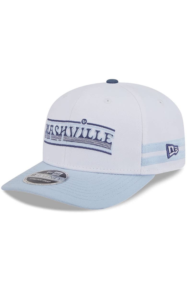 Men's New Era  White/Light Blue Nashville SC 2025 Third 9SEVENTY Stretch-Snap Hat, Main, color, White