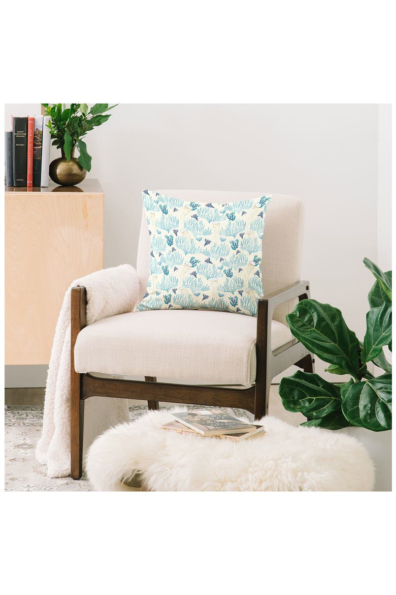 Coral Yellow Square Throw Pillow, Alternate, color, BLUE